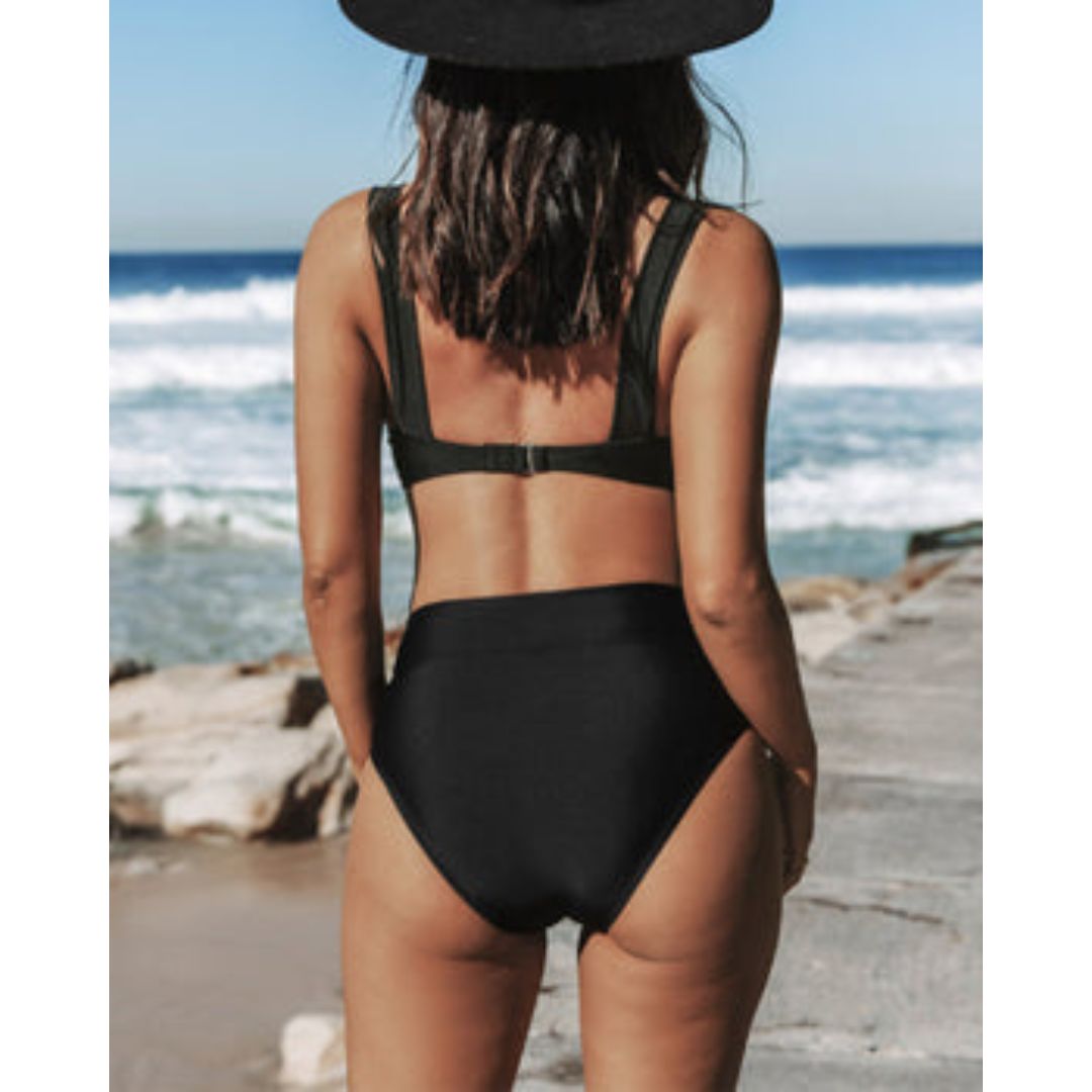 Femke - Effen Hoge Taille Badpak