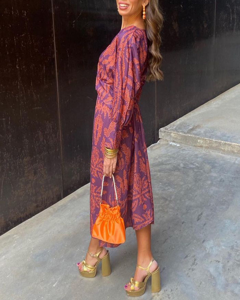 Melisa™ | Vintage Jurk met Lange Mouwen en V-Hals