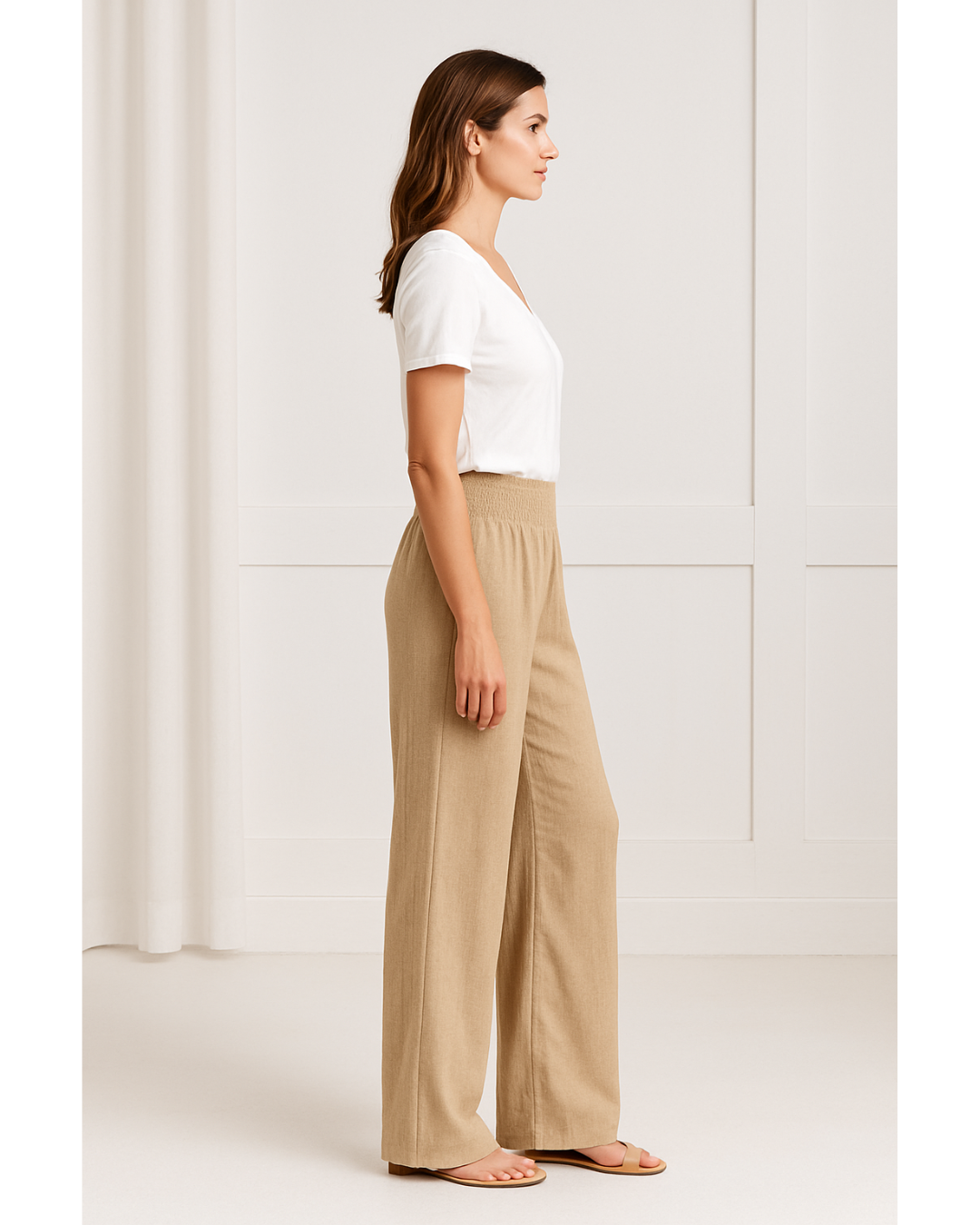 Lana – Luchtige katoenen zomerbroek met hoge taille