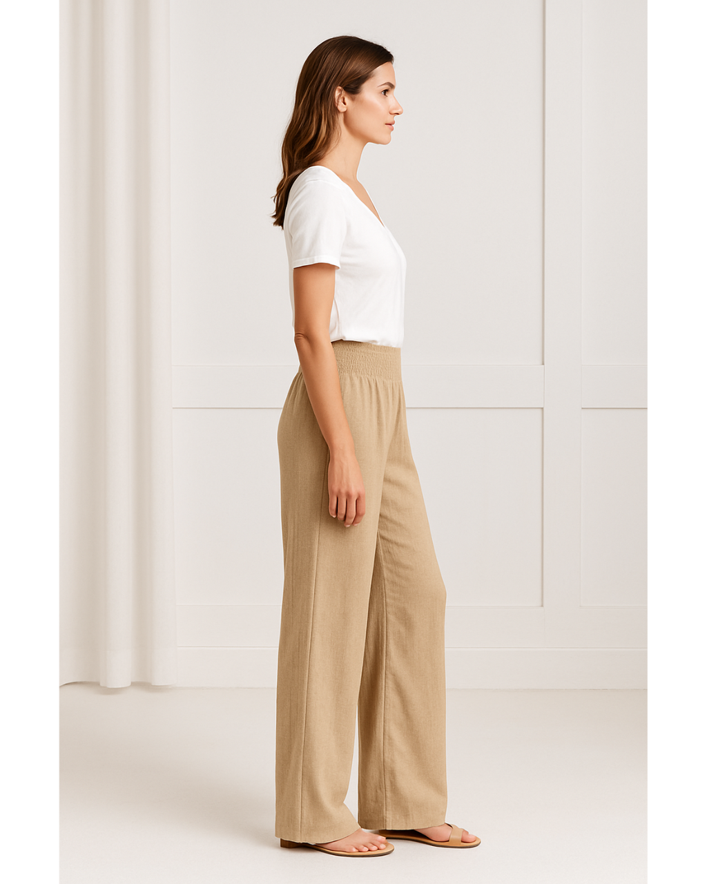Lana – Luchtige katoenen zomerbroek met hoge taille