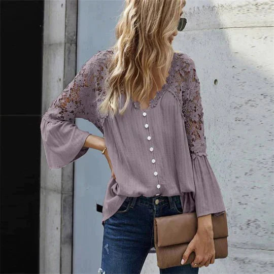 Miranda™|chique Bloemen Kant Blouse