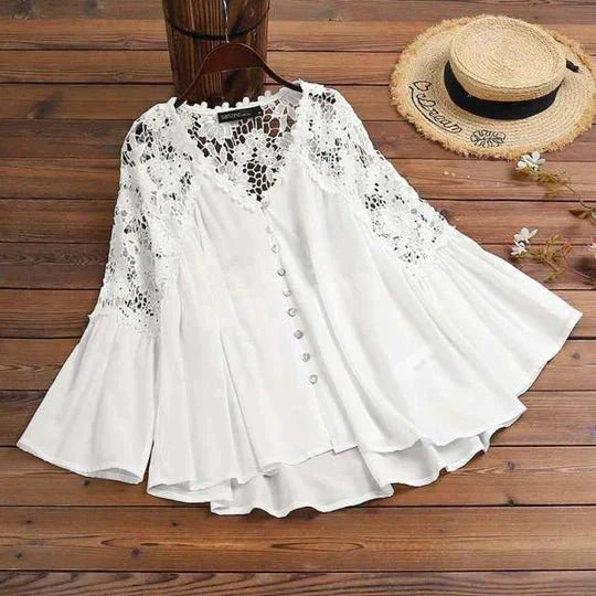Miranda™|chique Bloemen Kant Blouse
