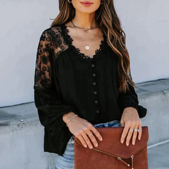 Miranda™|chique Bloemen Kant Blouse