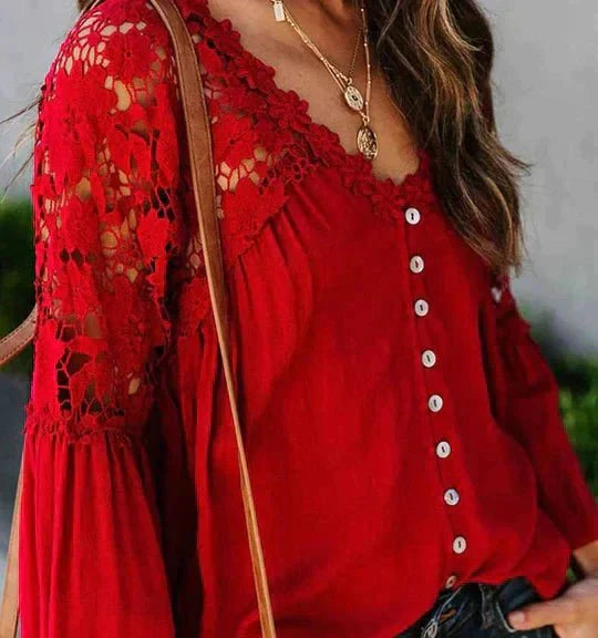 Miranda™|chique Bloemen Kant Blouse