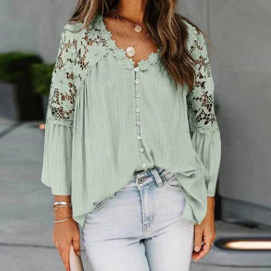 Miranda™|chique Bloemen Kant Blouse