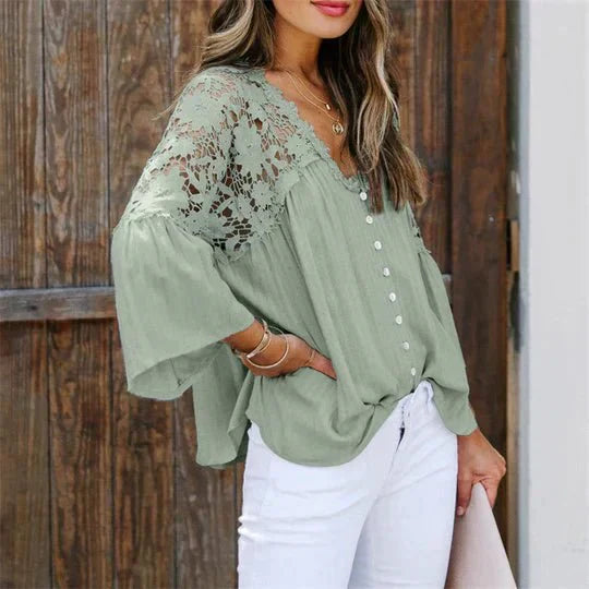 Miranda™|chique Bloemen Kant Blouse