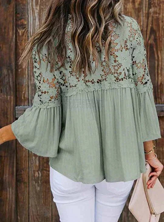Miranda™|chique Bloemen Kant Blouse