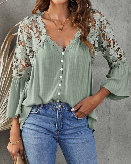 Miranda™|chique Bloemen Kant Blouse