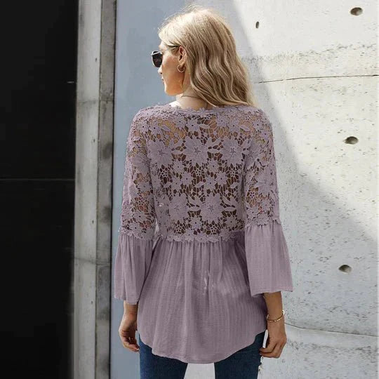 Miranda™|chique Bloemen Kant Blouse