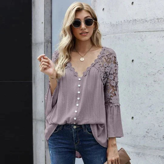 Miranda™|chique Bloemen Kant Blouse